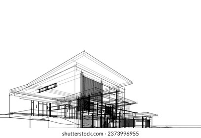house building sketch architecture 3d illustration