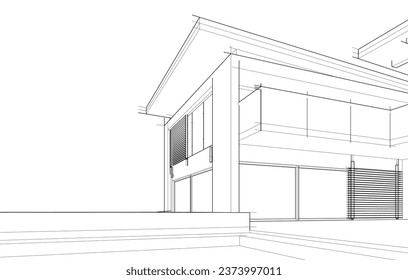 house building sketch architecture 3d illustration