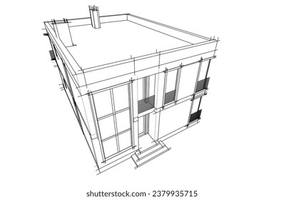 house building sketch architecture 3d illustration