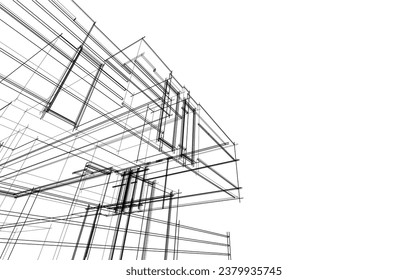 house building sketch architecture 3d illustration