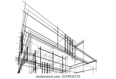 house building sketch architecture 3d illustration