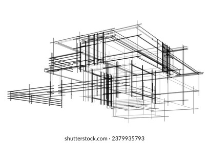 house building sketch architecture 3d illustration
