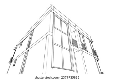 house building sketch architecture 3d illustration