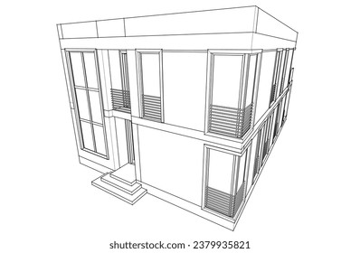 house building sketch architecture 3d illustration