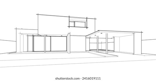 house building sketch architecture 3d illustration