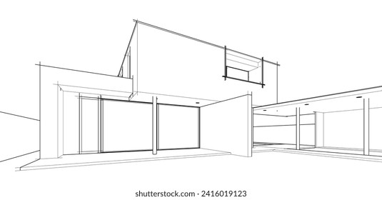 house building sketch architecture 3d illustration