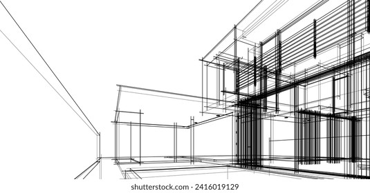 house building sketch architecture 3d illustration