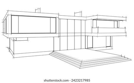 house building sketch architecture 3d illustration