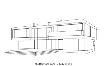 house building sketch architecture 3d illustration