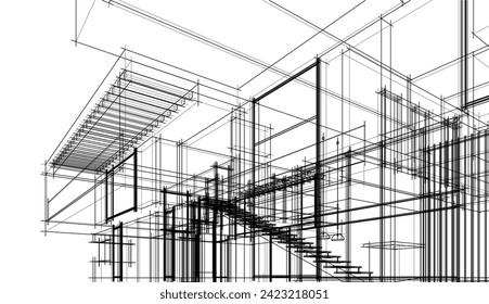 house building sketch architecture 3d illustration