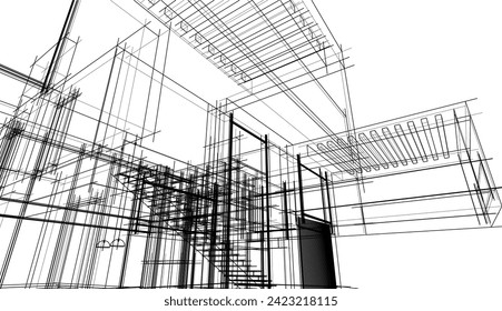 house building sketch architecture 3d illustration