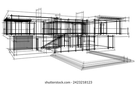 house building sketch architecture 3d illustration