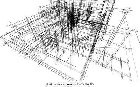 house building sketch architecture 3d illustration