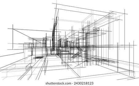 house building sketch architecture 3d illustration