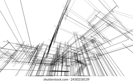 house building sketch architecture 3d illustration