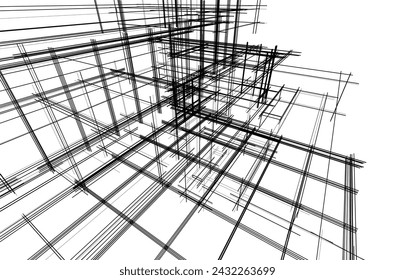 house building sketch architecture 3d illustration