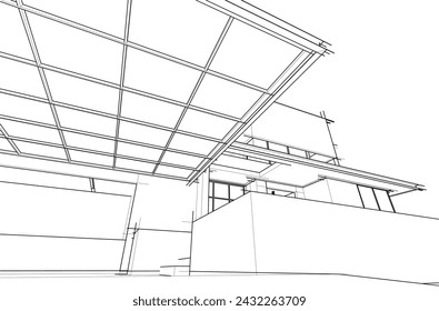house building sketch architecture 3d illustration