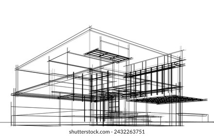casa edificio boceto arquitectura ilustración 3d
