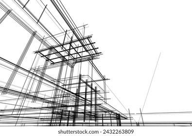 Hausbau Skizze Architektur 3D-Illustration