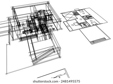 house building sketch architecture 3d 