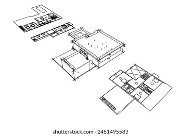 house building sketch architecture 3d 
