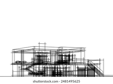 house building sketch architecture 3d 