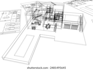 house building sketch architecture 3d 