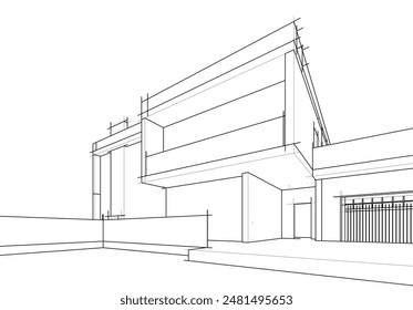 house building sketch architecture 3d 