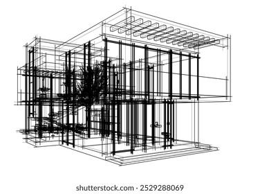 casa edifício esboço arquitetura 3d ilustração