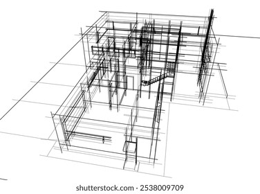 casa edifício esboço arquitetura 3d ilustração