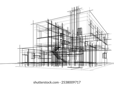 casa edifício esboço arquitetura 3d ilustração