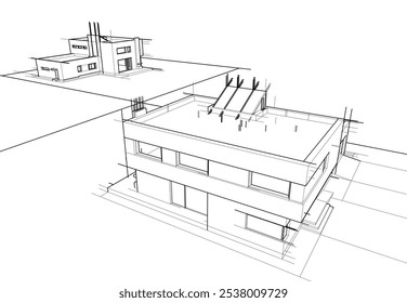 casa edifício esboço arquitetura 3d ilustração