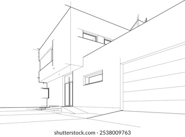 house building sketch architecture 3d illustration