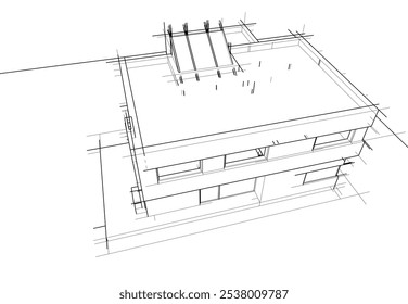 house building sketch architecture 3d illustration