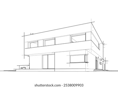 house building sketch architecture 3d illustration