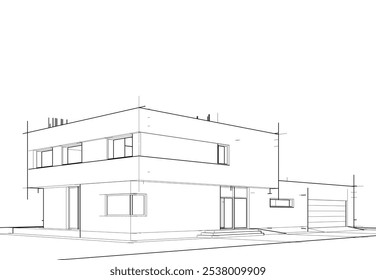 house building sketch architecture 3d illustration