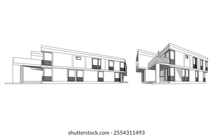 house building sketch architecture 3d illustration