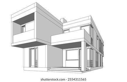house building sketch architecture 3d illustration