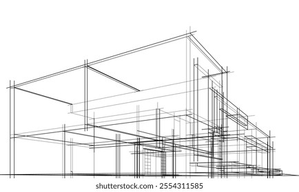 house building sketch architecture 3d illustration