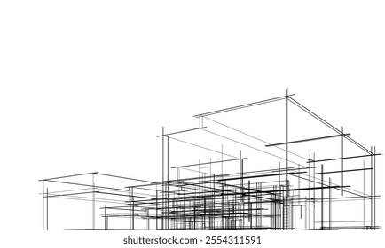 house building sketch architecture 3d illustration