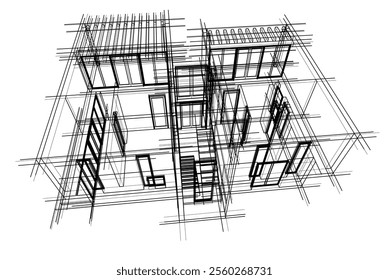 house building sketch architecture 3d 
