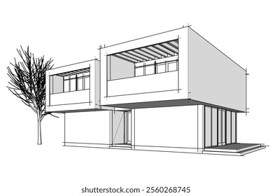 house building sketch architecture 3d 