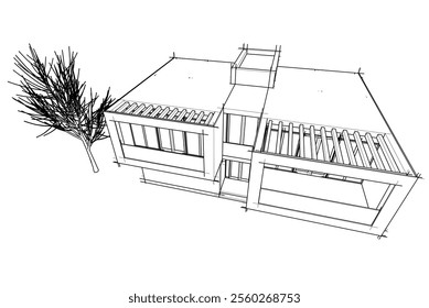 house building sketch architecture 3d 