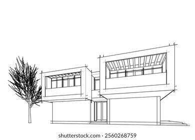 house building sketch architecture 3d 