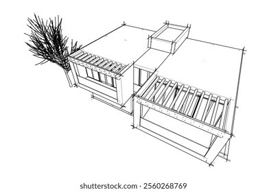 house building sketch architecture 3d 