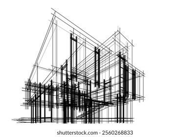 house building sketch architecture 3d 