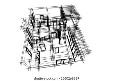 house building sketch architecture 3d 