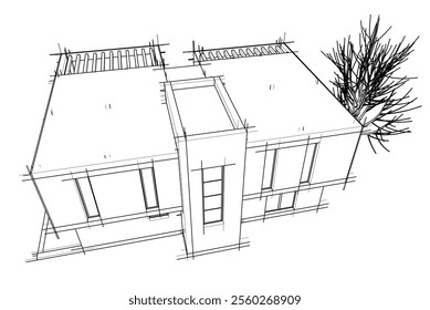 house building sketch architecture 3d 