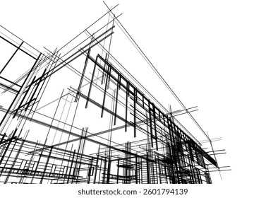 House building sketch architecture 3d illustration