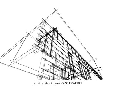 House building sketch architecture 3d illustration